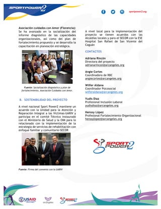 Informe trimestral  Octubre proyecto Sportpower2 Caquetá