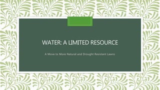 WATER: A LIMITED RESOURCE
A Move to More Natural and Drought Resistant Lawns
 