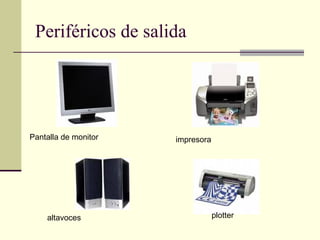Periféricos de salida Pantalla de monitor impresora altavoces plotter
