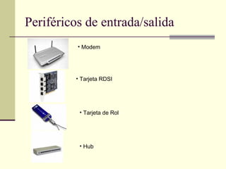 Periféricos de entrada/salida Modem Tarjeta RDSI Tarjeta de Rol Hub