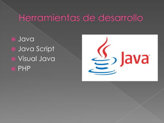  Java
 Java Script
 Visual Java
 PHP
 