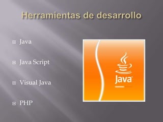  Java
 Java Script
 Visual Java
 PHP
 