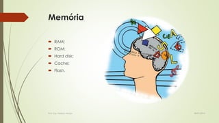 Memória
 RAM;
 ROM;
 Hard disk;
 Cache;
 Flash.

Prof. Esp. Nádson Araújo

28/01/2014

 