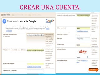 CREAR UNA CUENTA.
 