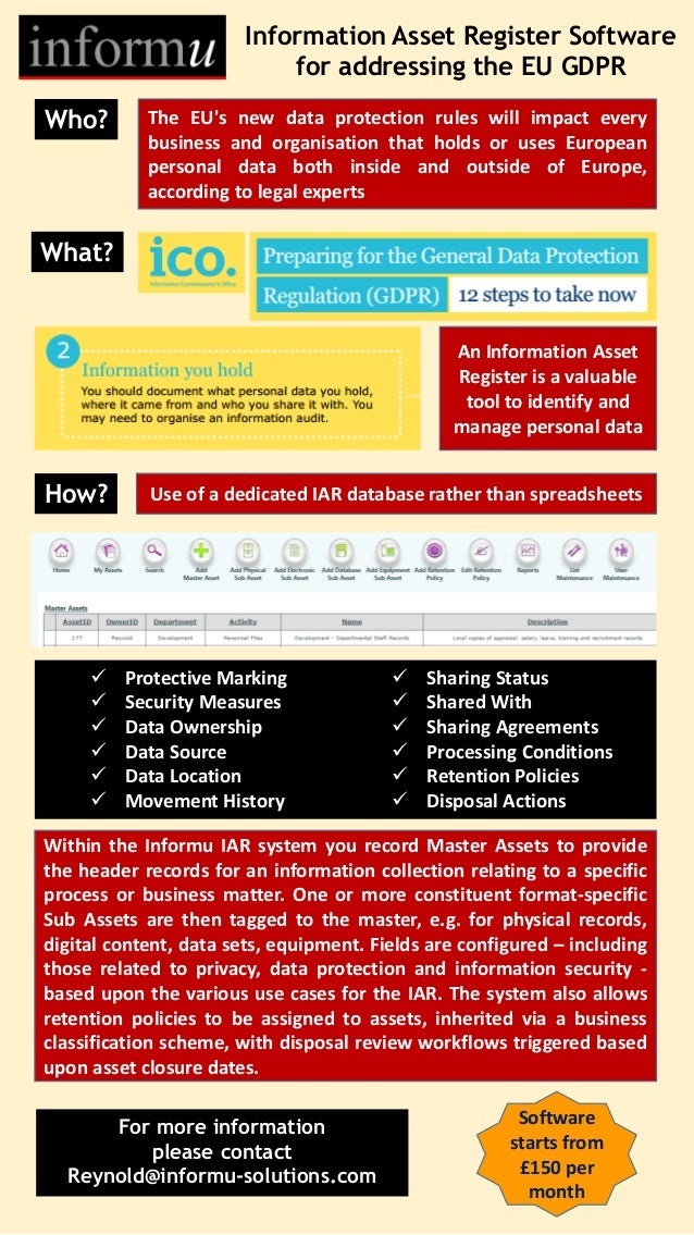 Using an Information Asset Register for the GDPR