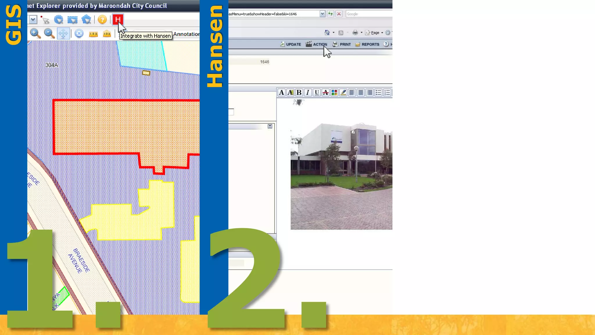 GIS layer only stores COMPKEYPhotos referenced from Comments section in HansenAttributes directly from HansenWO, Inspections, Video, Associated Assets all referenced and made available to end users in IntraMaps