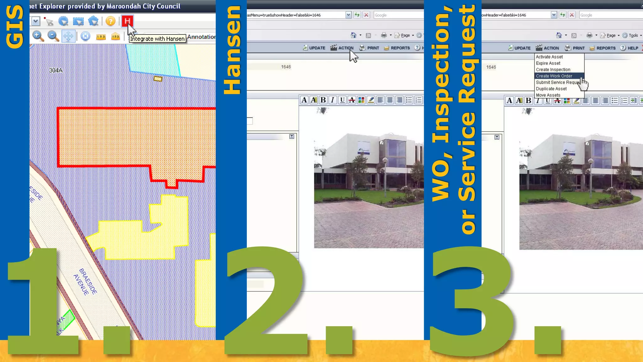 2 Click EditWith the asset selectedClick 1Select the HansenIntegration ButtonClick 2Select the Edit Buttonand alter as required