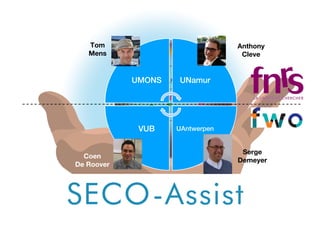 UMONS UNamur
UAntwerpenVUB
Tom
Mens
Anthony
Cleve
Coen
De Roover
Serge
Demeyer
 