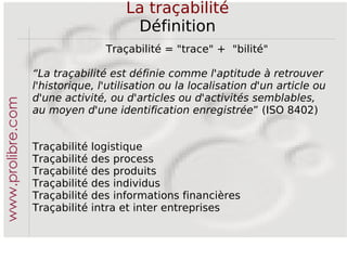 Les Logiciels Libres Définitions Logiciel Libre / Open Source  =  sources disponibles, modifiables et redistribuables Le Logiciel Libre est protégé par une  licence (GPL/NLP/BSD) Le Logiciel Libre suit les  standards ouverts cadre juridique =  copyleft  (Stallman - FSF) www.prolibre.com 