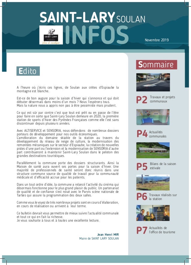 Bulletin Informations De Saint Lary Soulan Novembre 2019
