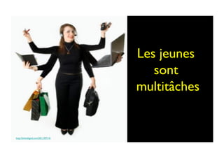 Les jeunes
sont
multitâches	

http://lolwithgod.com/2011/07/14/	

 
