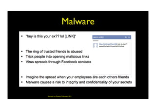 Malware	

Sources/ Luc Pooters,Triforensic, 2011	

 
