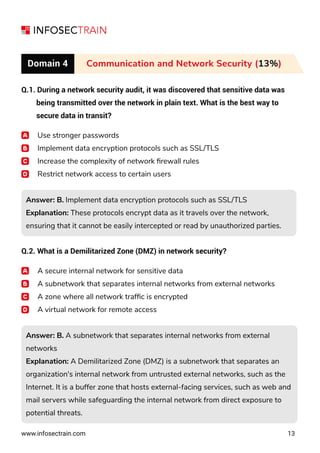 InfosecTrain CISSP Exam Practice Questions and Answers domain 1 to 4 | PDF
