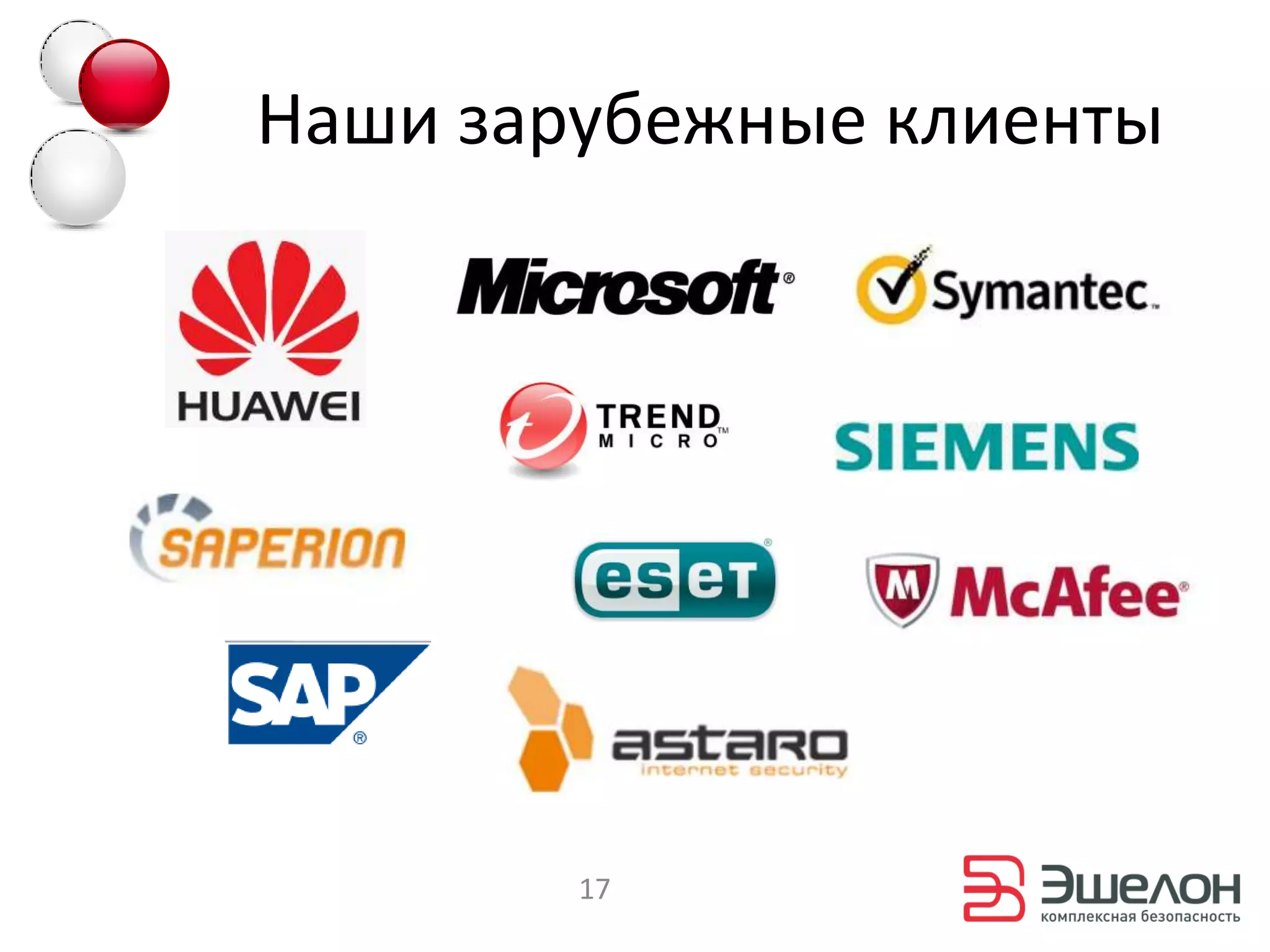 Наши зарубежные клиенты




        17
 