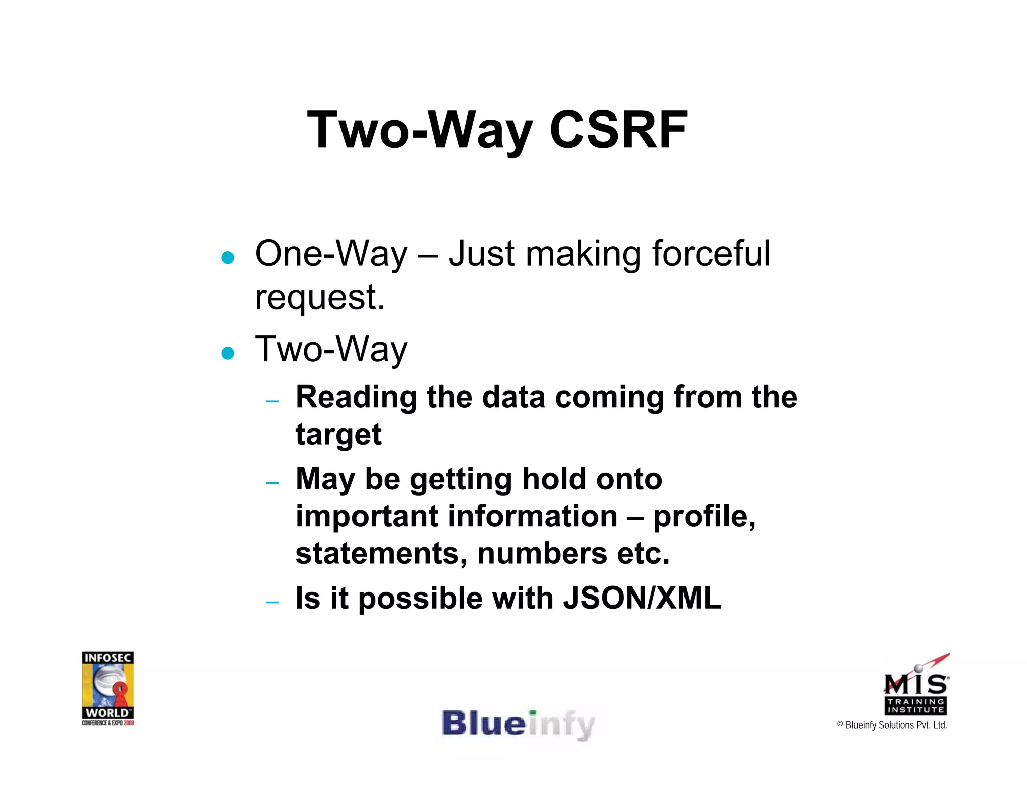 [Infosecworld 08 Orlando] CSRF: The Biggest Little Vulnerability on the Web 