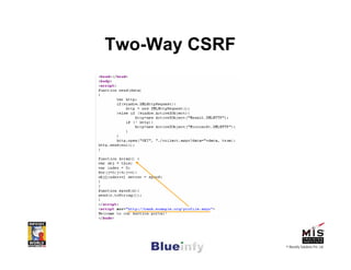Two-Way CSRF




               © Blueinfy Solutions Pvt. Ltd.