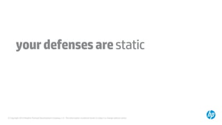 © Copyright 2014 Hewlett-Packard Development Company, L.P. The information contained herein is subject to change without notice.
yourdefensesarestatic
 