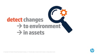 © Copyright 2014 Hewlett-Packard Development Company, L.P. The information contained herein is subject to change without notice.
detectchanges
toenvironment
inassets
 