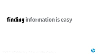 © Copyright 2014 Hewlett-Packard Development Company, L.P. The information contained herein is subject to change without notice.
findinginformationiseasy
 