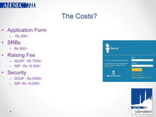 The Costs?
• Application Form
o Rs 200/-
• SRBs
o Rs 500/-
• Raising Fee
o GCDP : Rs 7500/-
o GIP : Rs 12,500/-
• Security...