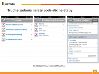 Trudne zadania należy podzielid na etapy




               Realizacja przelewu w aplikacji PEKAO SA
 