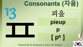 피읖
pieup
p
[ pʰ ]
Prepared By: Dr. Rosemarie S. Guirre (FL Trainer)
 