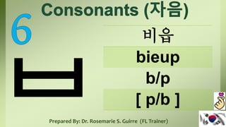 비읍
bieup
b/p
[ p/b ]
Prepared By: Dr. Rosemarie S. Guirre (FL Trainer)
 