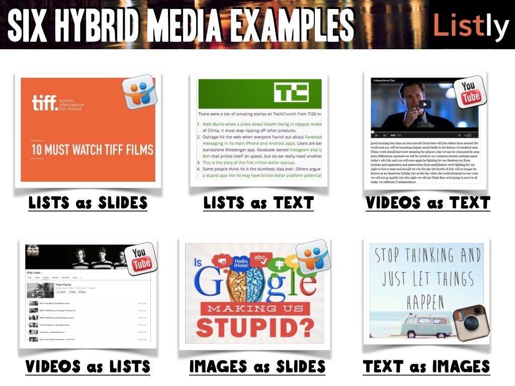 Listly Six HYBRID MEDIA examples