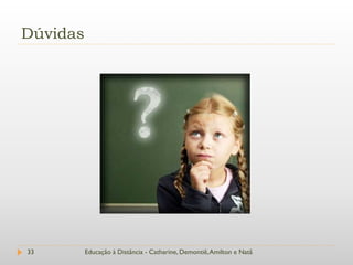 Dúvidas




33        Educação à Distância - Catharine, Demontiê, Amilton e Natã
 