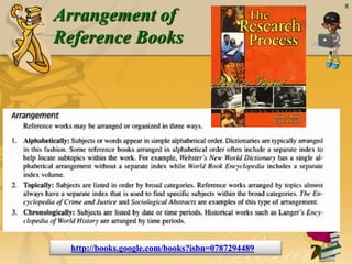 8
Arrangement of
Reference Books
• http://books.google.com/books?isbn=0787294489
 