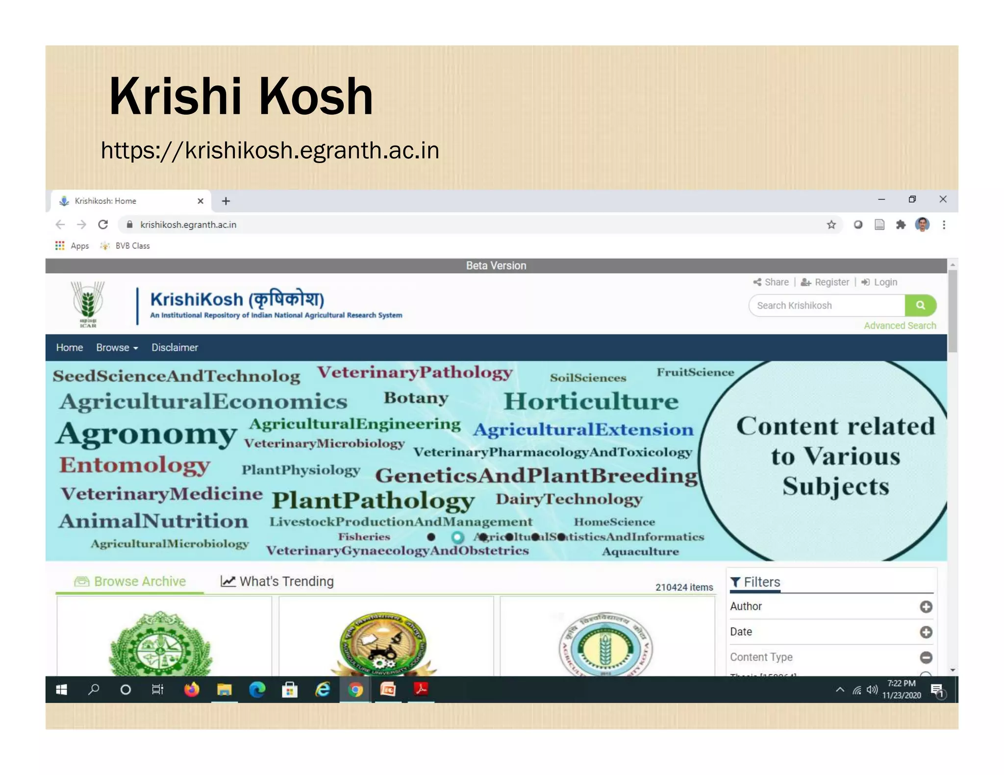 Krishi Kosh
https://krishikosh.egranth.ac.in
.
 