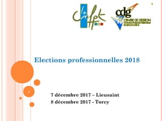 Elections professionnelles 2018
7 décembre 2017 – Lieusaint
8 décembre 2017 - Torcy
1
 