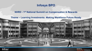 Infosys BPO

   NHRD - 1st National Summit on Compensation & Rewards

Theme – Learning Investments: Making Workforce Future Ready




                             1
 
