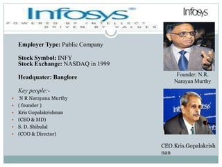  Infosys' Vision is to be a globally respected corporation
 that provides best-of-breed business solutions,
 leveraging t...
