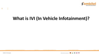 Embitel Technologies International presence:
What is IVI (In Vehicle Infotainment)?
 