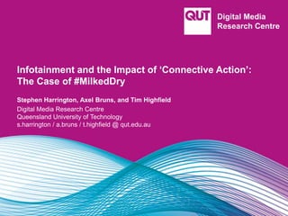 Infotainment and the Impact of ‘Connective Action’:
The Case of #MilkedDry
Stephen Harrington, Axel Bruns, and Tim Highfield
Digital Media Research Centre
Queensland University of Technology
s.harrington / a.bruns / t.highfield @ qut.edu.au
 
