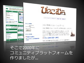 そこで2000年に
コミュニテゖプラットフォームを
作りましたが…
 