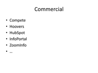 CommercialCompeteHoovers HubSpotInfoPortalZoomInfo… 