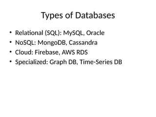 InfoVault: Comprehensive Introduction to Databases and Their Impact | PPTX