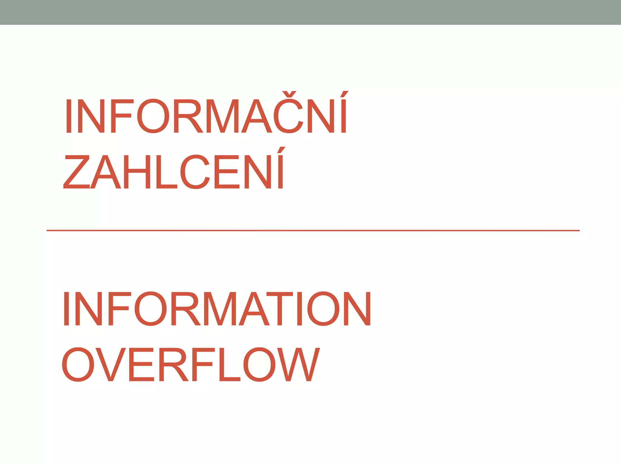 INFORMATION
OVERFLOW
INFORMAČNÍ
ZAHLCENÍ
 