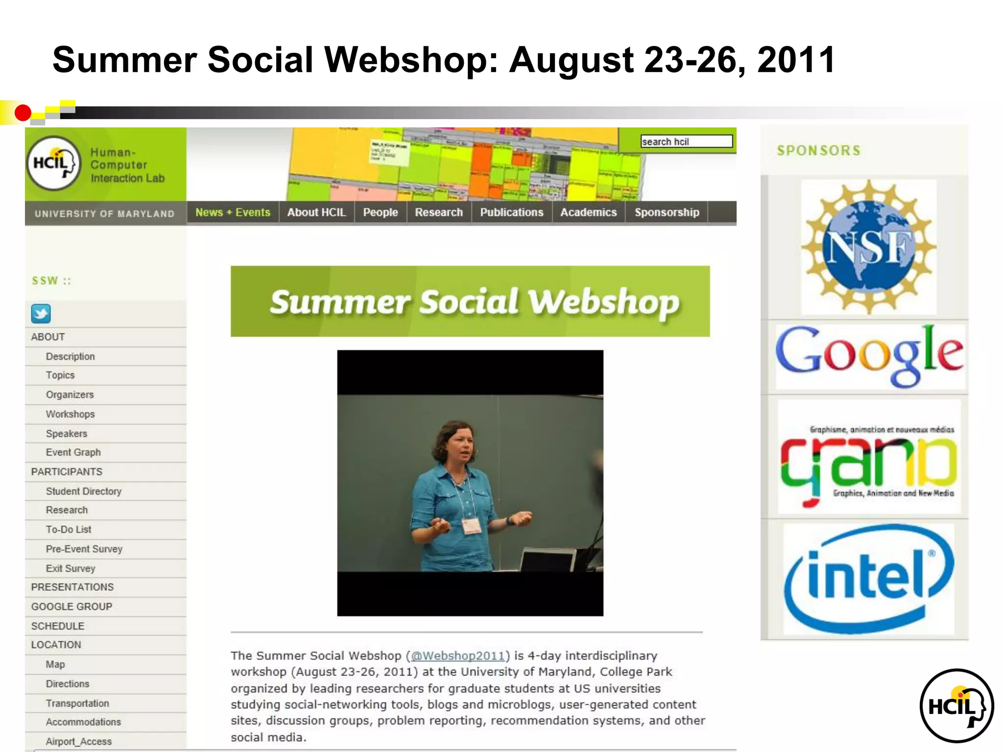 Summer Social Webshop: August 23-26, 2011
 