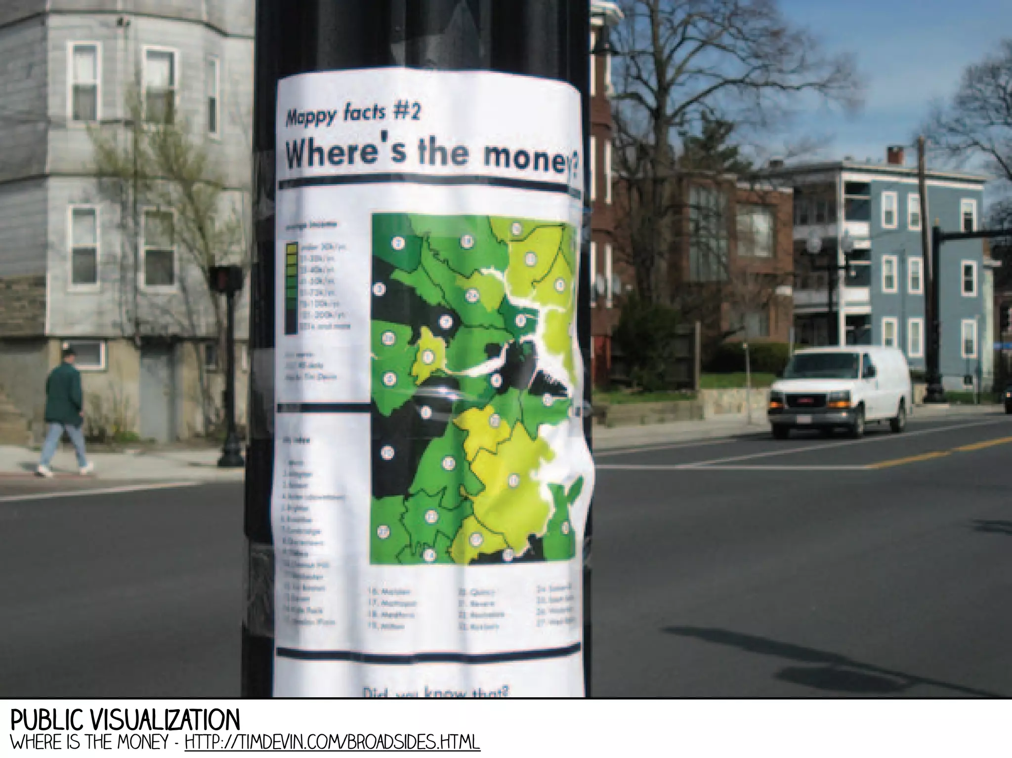 Public visualization

Where is the Money - http://timdevin.com/broadsides.html

 
