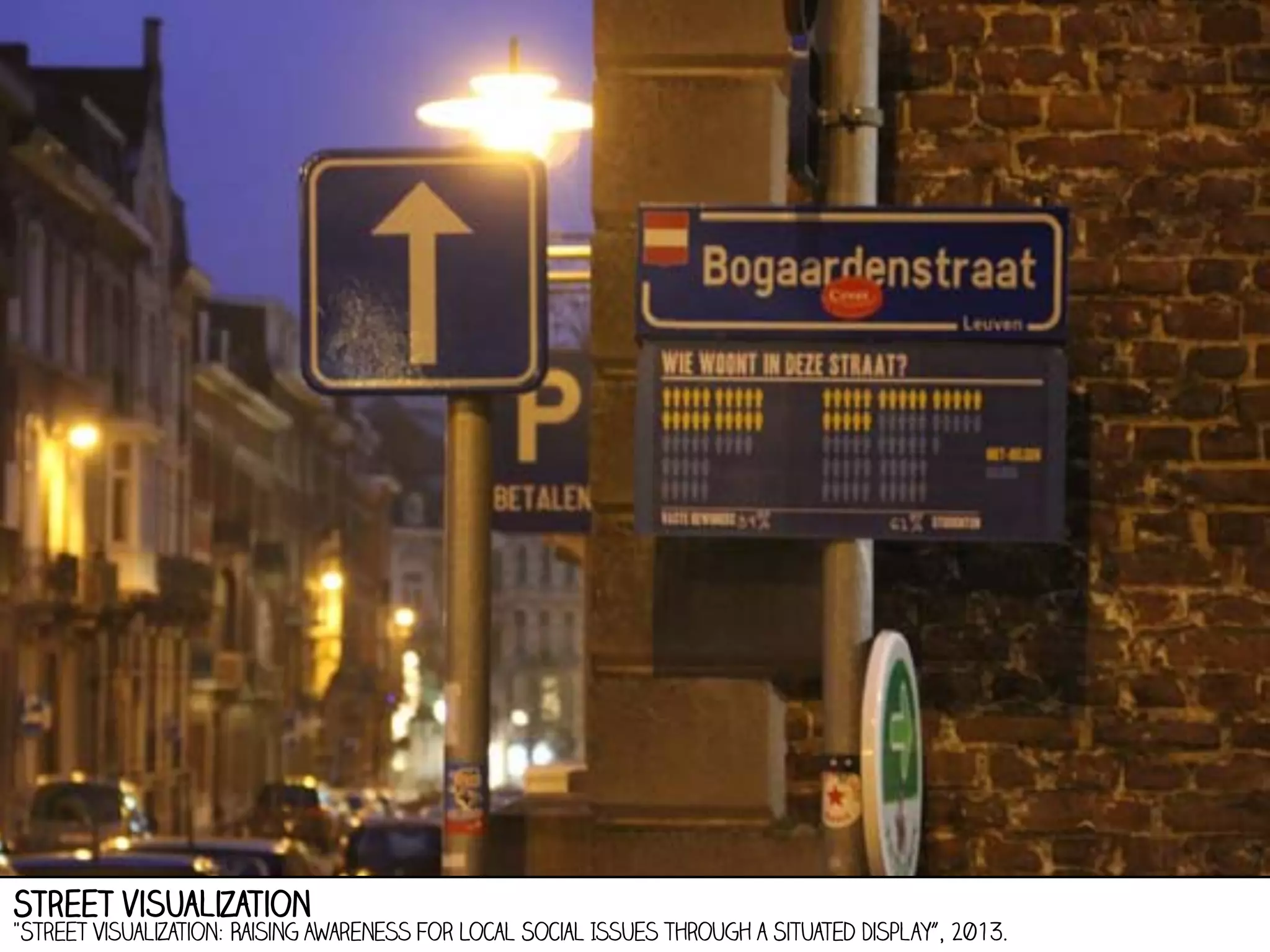 Street visualization

"Street Visualization: Raising Awareness for Local Social Issues through a Situated Display”, 2013.

 