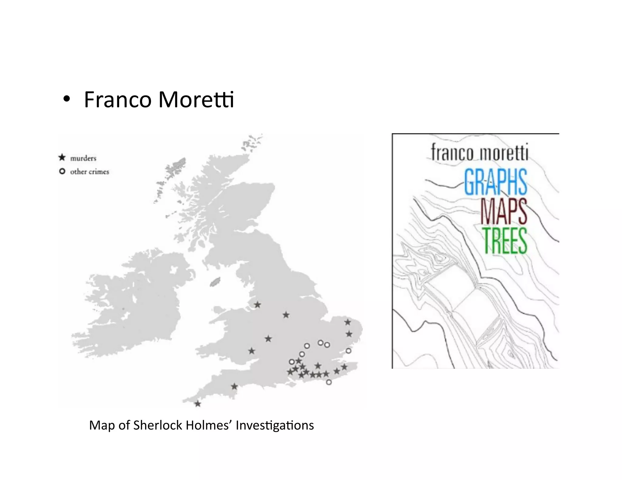 •  Franco	
  MoreX	
  
Map	
  of	
  Sherlock	
  Holmes’	
  Inves/ga/ons	
  
 