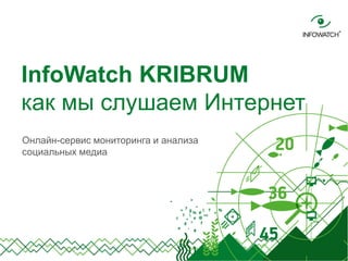 InfoWatch KRIBRUM
как мы слушаем Интернет
Онлайн-сервис мониторинга и анализа
социальных медиа
 