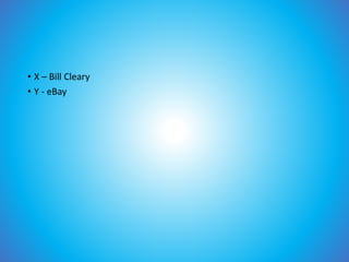 • X – Bill Cleary
• Y - eBay
 