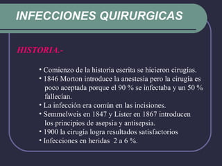 INFECCIONES QUIRURGICAS ,[object Object],[object Object],[object Object],[object Object],[object Object],[object Object],[object Object],[object Object],[object Object],[object Object]