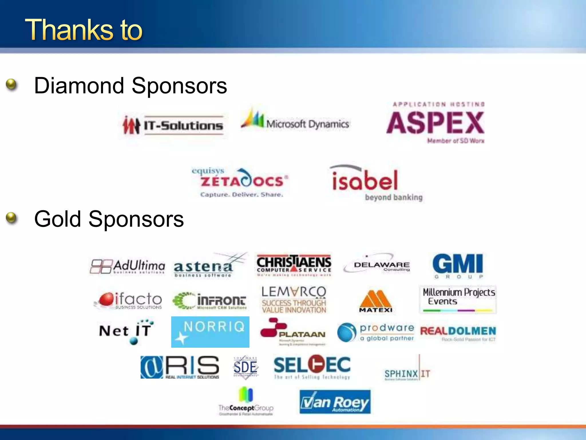 Diamond Sponsors




Gold Sponsors
 