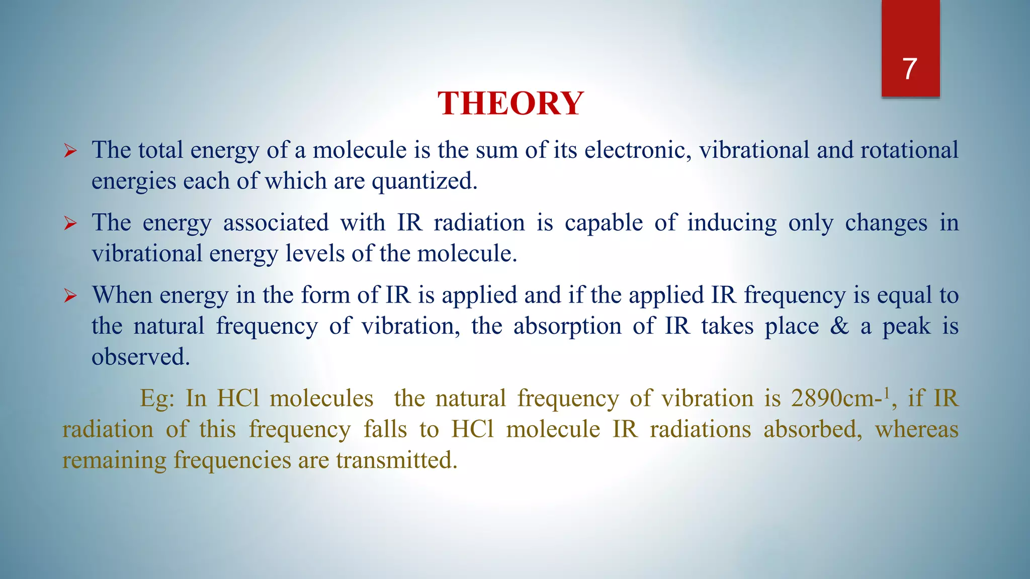 IR Spectroscopy, theory, modes of vibration and sample handling. by